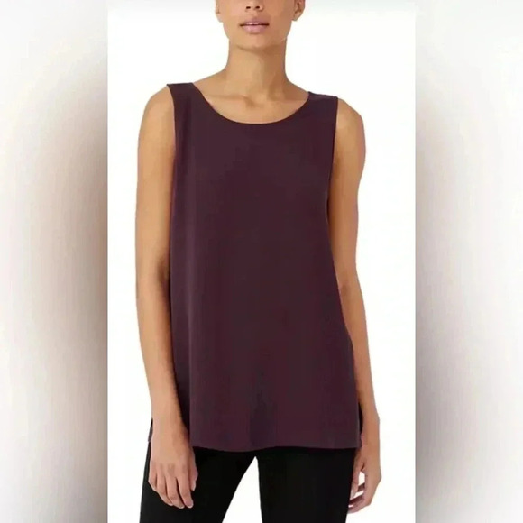 Eileen Fisher Women’s 100% Silk Sleeveless Tank Camisole Top Green Back - Picture 3 of 12